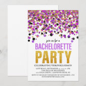 Confetti Glitter Bachelorette Party Invitation Kaart (Voorkant / Achterkant)