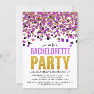Confetti Glitter Bachelorette Party Invitation Kaart