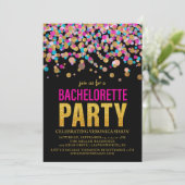 Confetti Glitter Bachelorette Party Invitation Kaart (Staand voorkant)