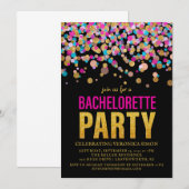 Confetti Glitter Bachelorette Party Invitation Kaart (Voorkant / Achterkant)
