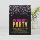 Confetti Glitter Bachelorette Party Invitation Kaart (Staand voorkant)