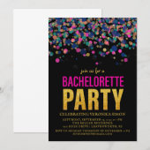 Confetti Glitter Bachelorette Party Invitation Kaart (Voorkant / Achterkant)