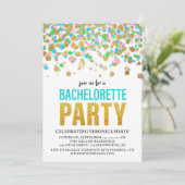 Confetti Glitter Bachelorette Party Invitation Kaart (Staand voorkant)