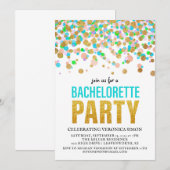 Confetti Glitter Bachelorette Party Invitation Kaart (Voorkant / Achterkant)