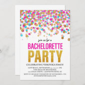 Confetti Glitter Bachelorette Party Invitation Kaart (Voorkant / Achterkant)