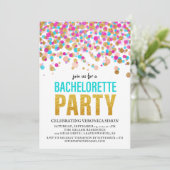 Confetti Glitter Bachelorette Party Invitation Kaart (Staand voorkant)