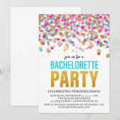 Confetti Glitter Bachelorette Party Invitation Kaart (Voorkant / Achterkant)