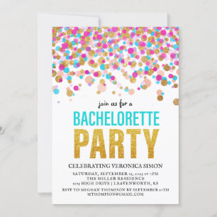 Confetti Glitter Bachelorette Party Invitation Kaart