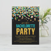 Confetti Glitter Bachelorette Party Invitation Kaart (Staand voorkant)