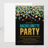 Confetti Glitter Bachelorette Party Invitation Kaart (Voorkant / Achterkant)