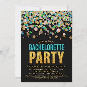 Confetti Glitter Bachelorette Party Invitation Kaart