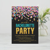 Confetti Glitter Bachelorette Party Invitation Kaart (Staand voorkant)