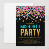 Confetti Glitter Bachelorette Party Invitation Kaart (Voorkant / Achterkant)