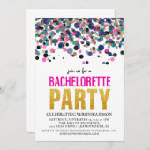 Confetti Glitter Bachelorette Party Invitation Kaart (Voorkant / Achterkant)