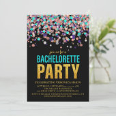Confetti Glitter Bachelorette Party Invitation Kaart (Staand voorkant)