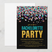 Confetti Glitter Bachelorette Party Invitation Kaart (Voorkant / Achterkant)