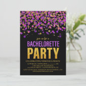 Confetti Glitter Bachelorette Party Invitation Kaart (Staand voorkant)