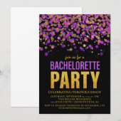 Confetti Glitter Bachelorette Party Invitation Kaart (Voorkant / Achterkant)