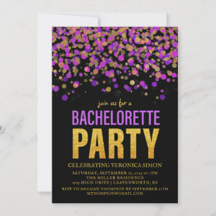 Confetti Glitter Bachelorette Party Invitation Kaart