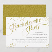 Confetti Glitter Bachelorette Party Invite, goud Kaart (Voorkant / Achterkant)
