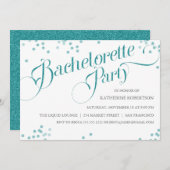 Confetti Glitter Bachelorette Party nodigt blauwgr Kaart (Voorkant / Achterkant)