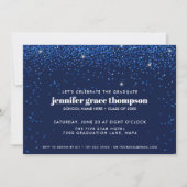 Confetti Glitter Blue Photo Graduparty Kaart (Voorkant)