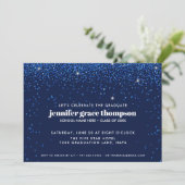 Confetti Glitter Blue Photo Graduparty Kaart (Staand voorkant)