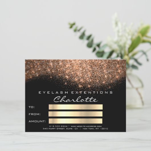 Confetti Glitter Copper Black Certificate Gift (Staand voorkant)