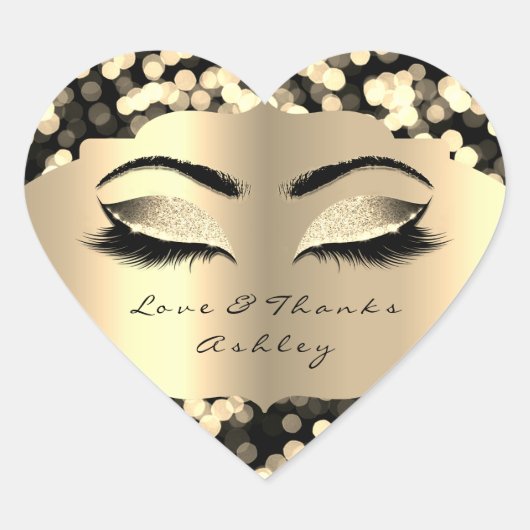 Confetti Glitter Gold Lash Eyes Love & Bedankt Gir Hart Sticker (Voorkant)