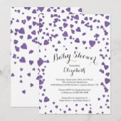 Confetti Glitter Heart Baby shower Uitnodiging (Voorkant / Achterkant)