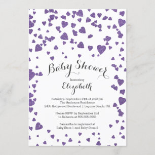 Confetti Glitter Heart Baby shower Uitnodiging
