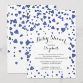 Confetti Glitter Heart Baby shower Uitnodiging (Voorkant / Achterkant)