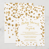 Confetti Glitter Heart Baby shower Uitnodiging (Voorkant / Achterkant)