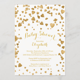 Confetti Glitter Heart Baby shower Uitnodiging
