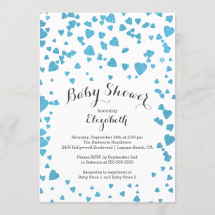 Confetti Glitter Heart Baby shower Uitnodiging