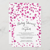 Confetti Glitter Heart Baby shower Uitnodiging (Voorkant / Achterkant)