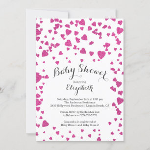 Confetti Glitter Heart Baby shower Uitnodiging