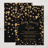 Confetti Glitter Heart Baby shower Uitnodiging (Voorkant / Achterkant)