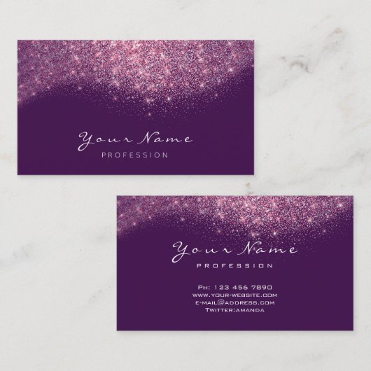 Confetti Glitter Makeup Roze Paarse as Visitekaartje (Voorkant / Achterkant)