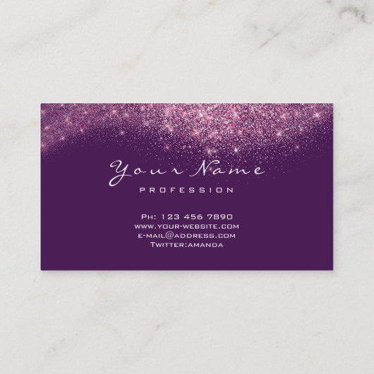 Confetti Glitter Makeup Roze Paarse as Visitekaartje (Achterkant)