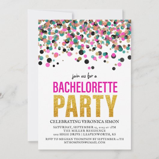 Confetti Glitter Meisje-voor-de-bruiloft Feest Kaart (Voorkant)
