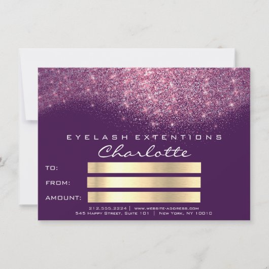 Confetti Glitter Paars Roze Certificaat Cadeau (Voorkant)