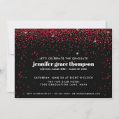 Confetti Glitter Rood Zwart Foto Afsluitingsfeest Kaart (Voorkant)