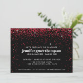 Confetti Glitter Rood Zwart Foto Afsluitingsfeest Kaart (Staand voorkant)