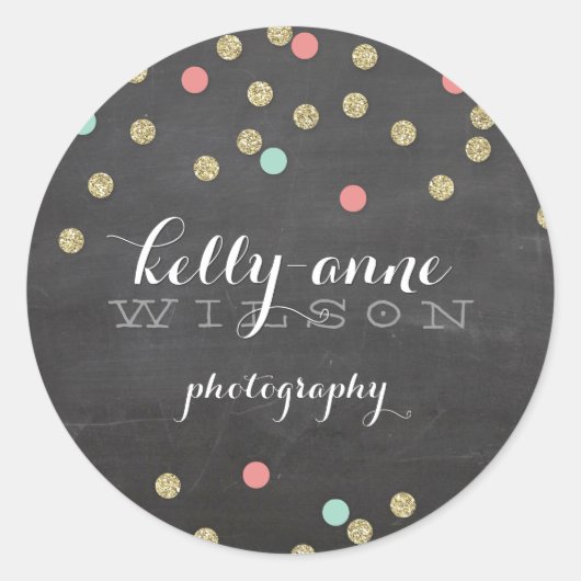 CONFETTI GLITTER schattig goud koraal mint krijtbo Ronde Sticker (Voorkant)