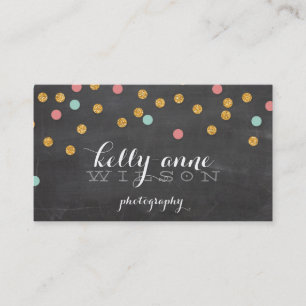 CONFETTI GLITTER schattig goud koraal mint krijtbo Visitekaartje