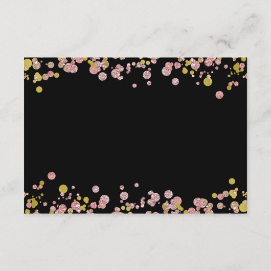 Confetti Glitters Glans Roze Gouden Trouwreceptie Informatiekaartje (Achterkant)