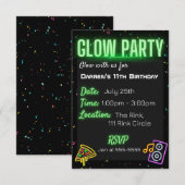 Confetti Glow Party Kids Verjaardagsfeestuitnodigi Kaart (Voorkant / Achterkant)
