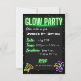 Confetti Glow Party Kids Verjaardagsfeestuitnodigi Kaart