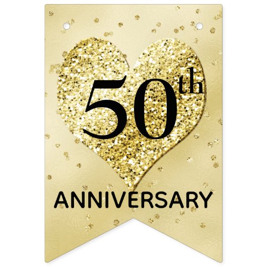 Confetti Gold - 50e Jubileum-banner voor bruiloft Vlaggetjes (Tweede vlag)